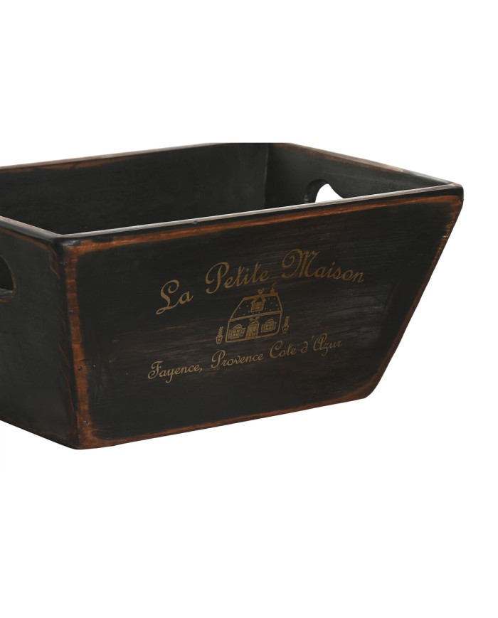 Scatole per conservare Home ESPRIT Nero Legno di abete 34 x 26 x 18 cm 4 Pezzi