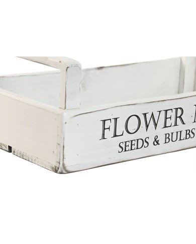 Scatole per conservare Home ESPRIT Bianco Legno di abete 39 x 19 x 12 cm 3 Pezzi