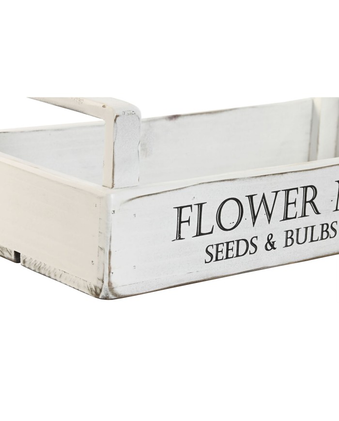 Scatole per conservare Home ESPRIT Bianco Legno di abete 39 x 19 x 12 cm 3 Pezzi