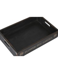 Set di Vassoi Home ESPRIT Nero Legno di abete 56 x 38 x 10 cm (3 Pezzi)