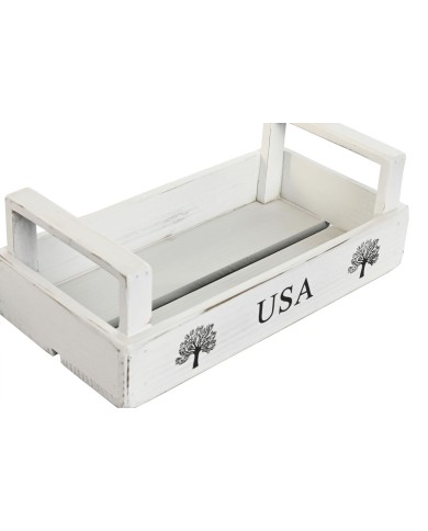 Scatole per conservare Home ESPRIT Bianco Legno di abete 39 x 19 x 12 cm 3 Pezzi