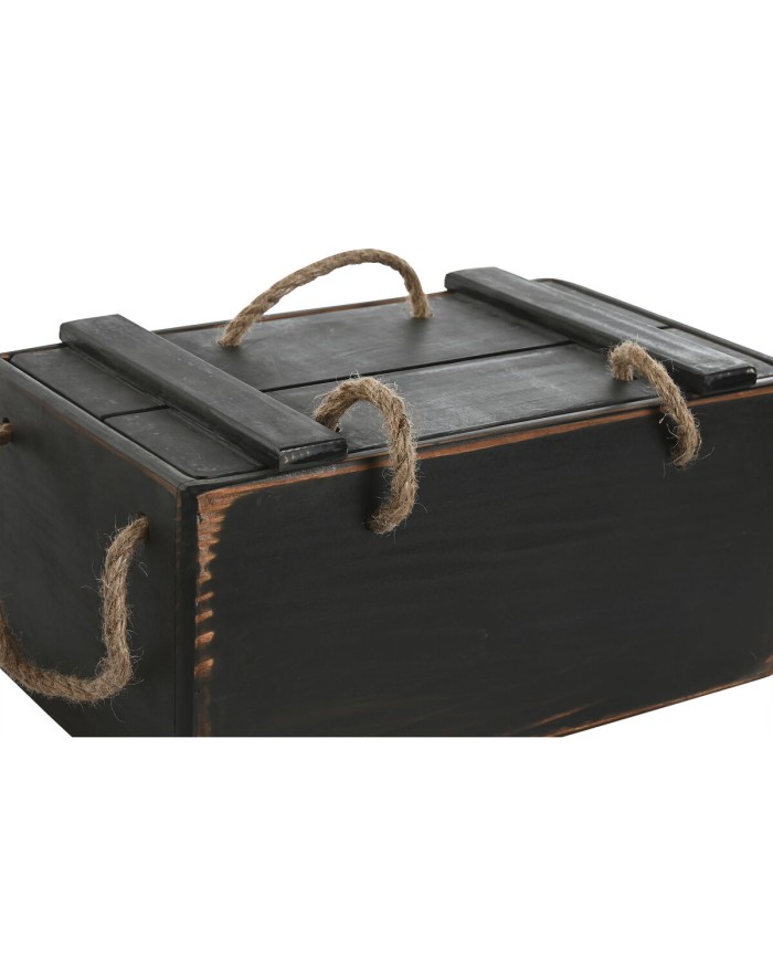 Scatole per conservare Home ESPRIT Nero Legno di abete 38 x 24 x 20 cm 3 Pezzi