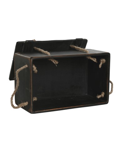 Scatole per conservare Home ESPRIT Nero Legno di abete 38 x 24 x 20 cm 3 Pezzi
