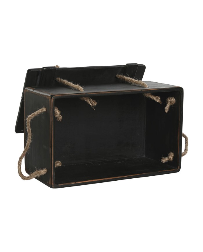 Scatole per conservare Home ESPRIT Nero Legno di abete 38 x 24 x 20 cm 3 Pezzi