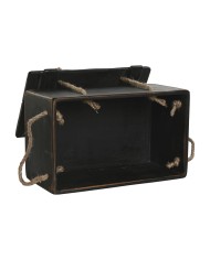 Scatole per conservare Home ESPRIT Nero Legno di abete 38 x 24 x 20 cm 3 Pezzi