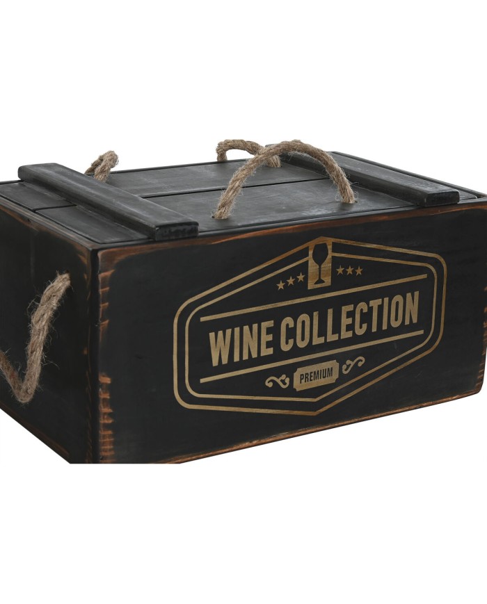 Scatole per conservare Home ESPRIT Nero Legno di abete 38 x 24 x 20 cm 3 Pezzi