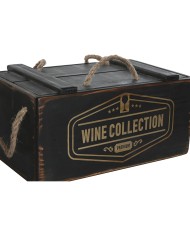 Scatole per conservare Home ESPRIT Nero Legno di abete 38 x 24 x 20 cm 3 Pezzi