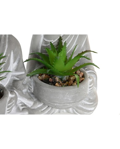 Pianta Decorativa Home ESPRIT Polietilene Cemento Buddha Orientale 10,5 x 8 x 16 cm (3 Unità)