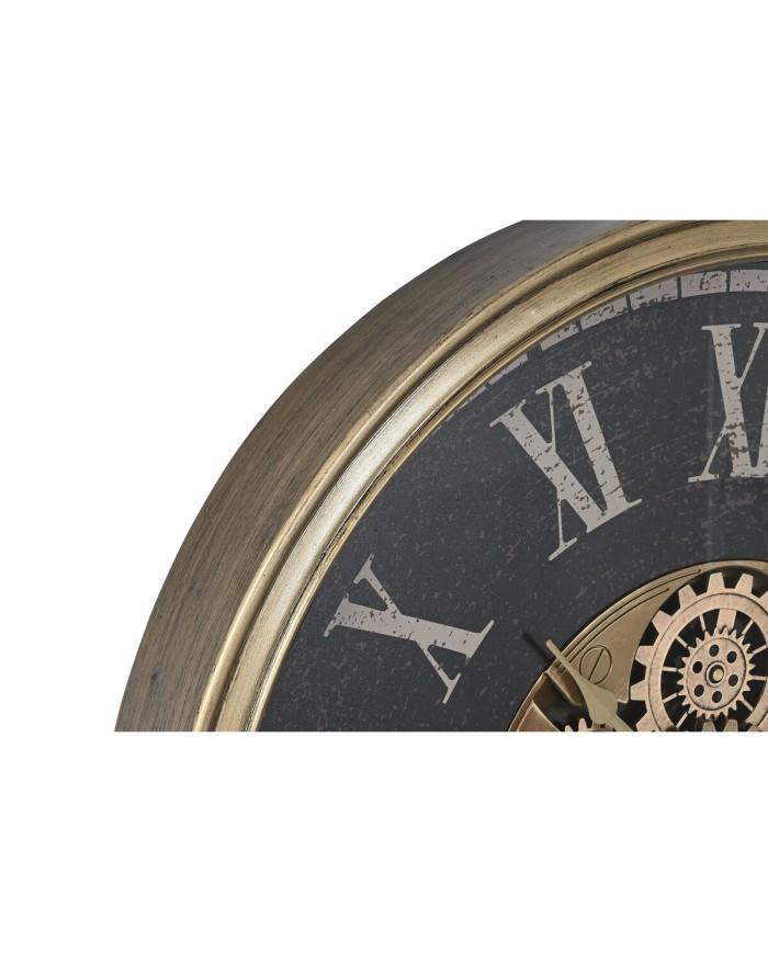 Orologio da Parete Home ESPRIT Nero Dorato Cristallo Ferro 80 x 9,5 x 80 cm