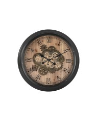 Orologio da Parete Home ESPRIT Nero Dorato Naturale Cristallo Ferro Vintage 67 x 9 x 67 cm