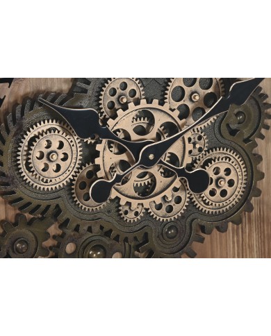 Orologio da Parete Home ESPRIT Nero Dorato Naturale Cristallo Ferro Vintage 67 x 9 x 67 cm