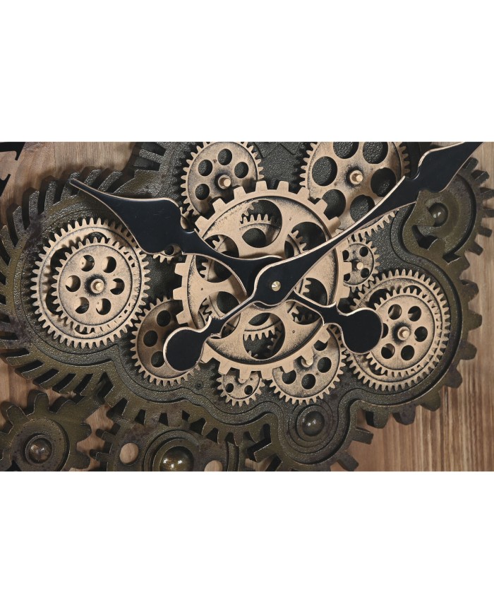 Orologio da Parete Home ESPRIT Nero Dorato Naturale Cristallo Ferro Vintage 67 x 9 x 67 cm