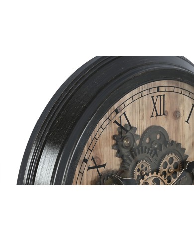 Orologio da Parete Home ESPRIT Nero Dorato Naturale Cristallo Ferro Vintage 67 x 9 x 67 cm