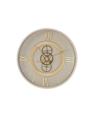 Orologio da Parete Home ESPRIT Bianco Beige Dorato Cristallo Ferro 60 x 8 x 60 cm 59,5 x 8,5 x 59,5 cm