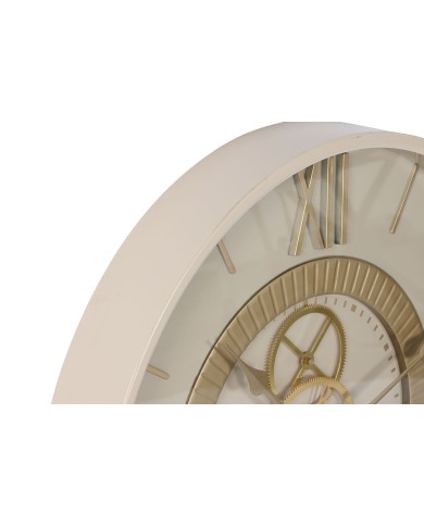 Orologio da Parete Home ESPRIT Bianco Beige Dorato Cristallo Ferro 60 x 8 x 60 cm 59,5 x 8,5 x 59,5 cm