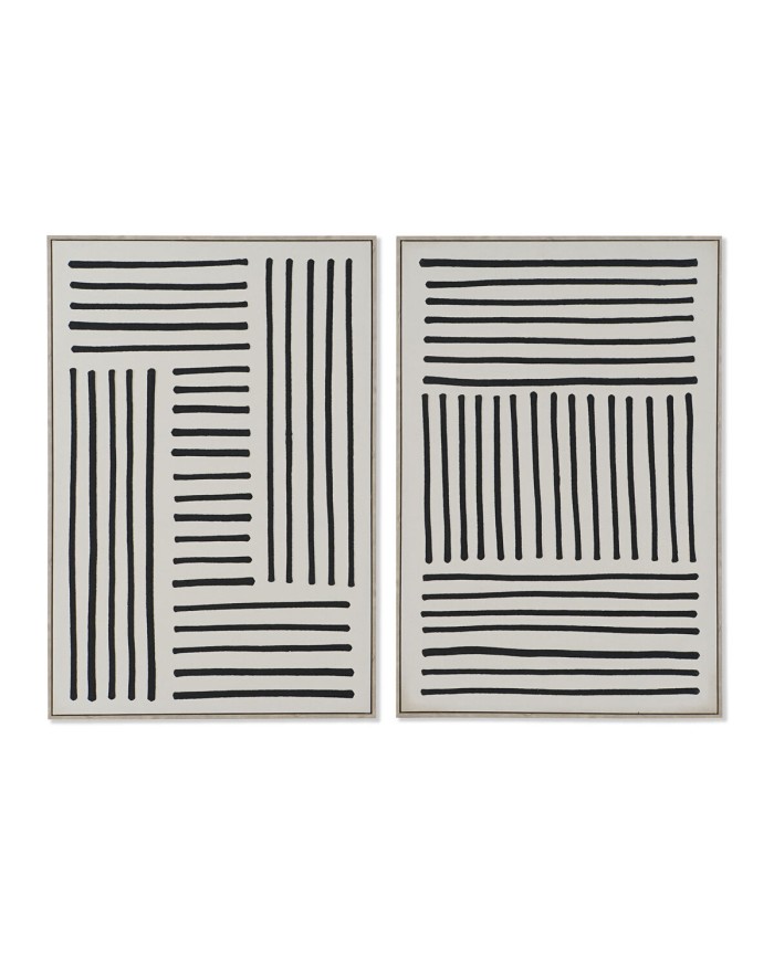 Quadro Home ESPRIT Bianco Nero Città 83 x 4,5 x 123 cm (2 Unità)