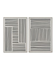 Quadro Home ESPRIT Bianco Nero Città 83 x 4,5 x 123 cm (2 Unità)