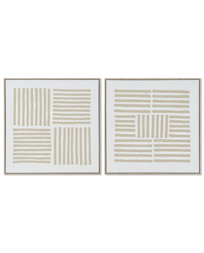 Quadro Home ESPRIT Bianco Beige Scandinavo 83 x 4,5 x 83 cm (2 Unità) Quadro Home ESPRIT Bianco Beige Scandinavo 83 x 4,5 x 83 cm (2 Unità)