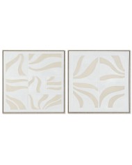Quadro Home ESPRIT Bianco Beige Astratto Scandinavo 40 x 3 x 50 cm (4 Unità)