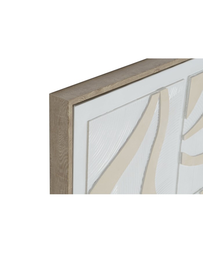 Quadro Home ESPRIT Bianco Beige Astratto Scandinavo 83 x 4,5 x 83 cm (2 Unità)
