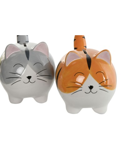 Salvadanaio Home ESPRIT Dolomite Gatto 16 x 11 x 13 cm (2 Unità)