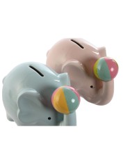 Salvadanaio Home ESPRIT Dolomite Elefante 17 x 11 x 14,5 cm (2 Unità)
