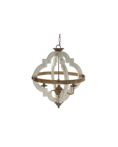 Lampadario Home ESPRIT Bianco Bronce Ferro Abete 40 W 63 x 63 x 74 cm Lampadario Home ESPRIT Bianco Bronce Ferro Abete 40 W 63 x 63 x 74 cm