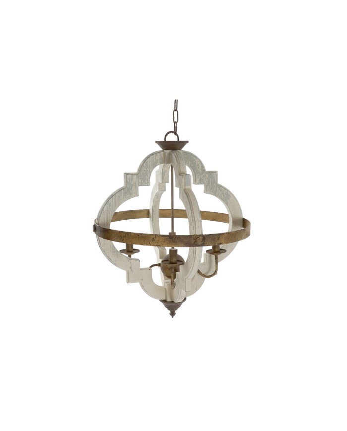 Lampadario Home ESPRIT Bianco Bronce Ferro Abete 40 W 63 x 63 x 74 cm