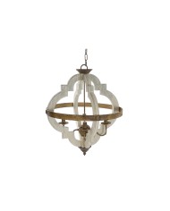 Lampadario Home ESPRIT Bianco Bronce Ferro Abete 40 W 63 x 63 x 74 cm