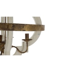 Lampadario Home ESPRIT Bianco Bronce Ferro Abete 40 W 63 x 63 x 74 cm