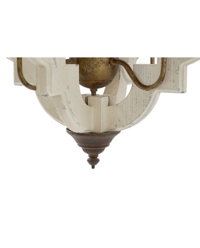 Lampadario Home ESPRIT Bianco Bronce Ferro Abete 40 W 63 x 63 x 74 cm