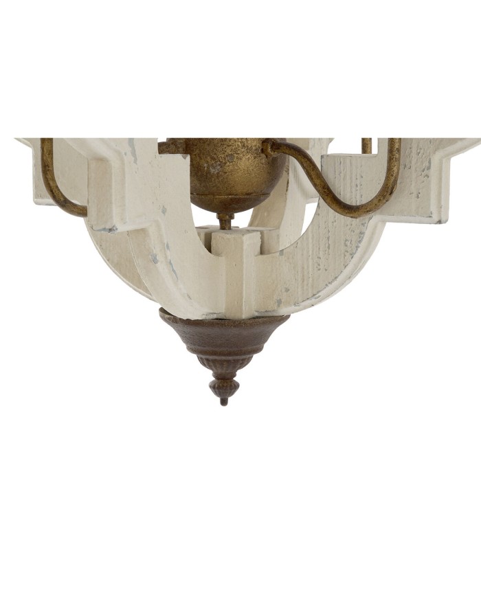 Lampadario Home ESPRIT Bianco Bronce Ferro Abete 40 W 63 x 63 x 74 cm