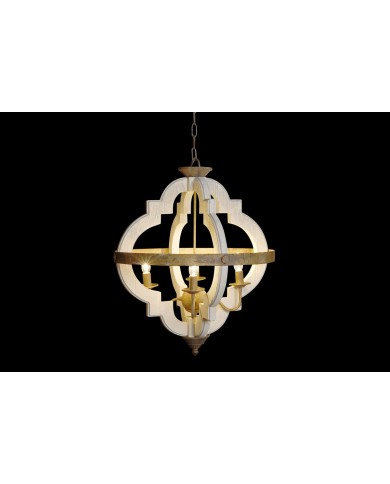 Lampadario Home ESPRIT Bianco Bronce Ferro Abete 40 W 63 x 63 x 74 cm