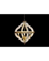 Lampadario Home ESPRIT Bianco Bronce Ferro Abete 40 W 63 x 63 x 74 cm