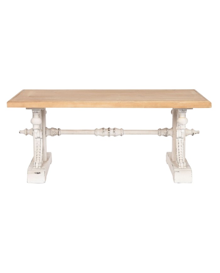 Tavolino da Caffè Home ESPRIT Bianco Naturale Legno di abete Legno MDF 110 x 65 x 46 cm