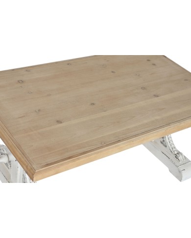 Tavolino da Caffè Home ESPRIT Bianco Naturale Legno di abete Legno MDF 110 x 65 x 46 cm