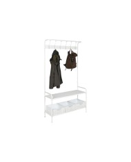 Appendiabiti con ripiano Home ESPRIT Bianco Metallo Loft 110 x 36 x 186 cm