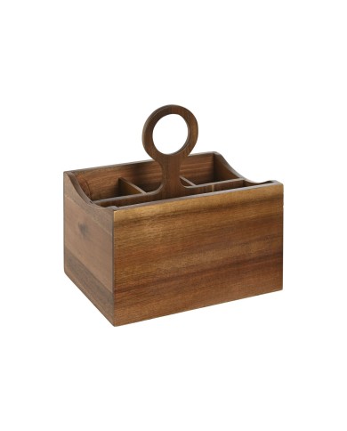 Cestello per posate Home ESPRIT Naturale Acacia 21 x 14,5 x 22 cm