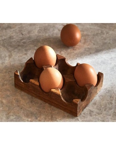 Porta uova Home ESPRIT Naturale Legno di acacia 15 x 10 x 4 cm