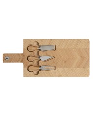 Tagliere Home ESPRIT Naturale Bambù Acciaio inossidabile 41 x 18,3 x 2 cm (4 Pezzi)