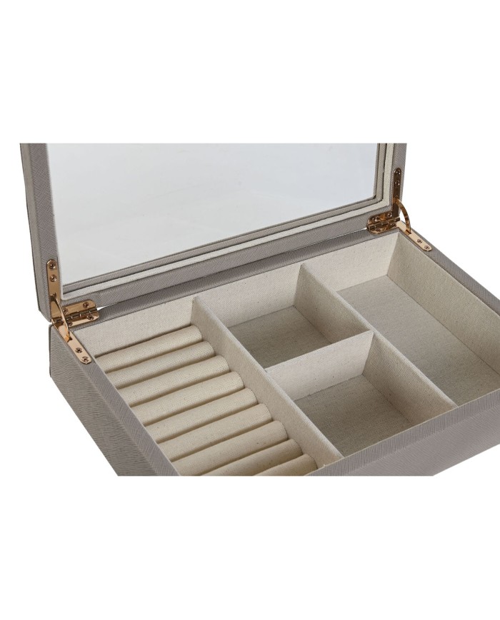Scatola-Portagioie Home ESPRIT Beige Cristallo 29,5 x 19,5 x 6 cm