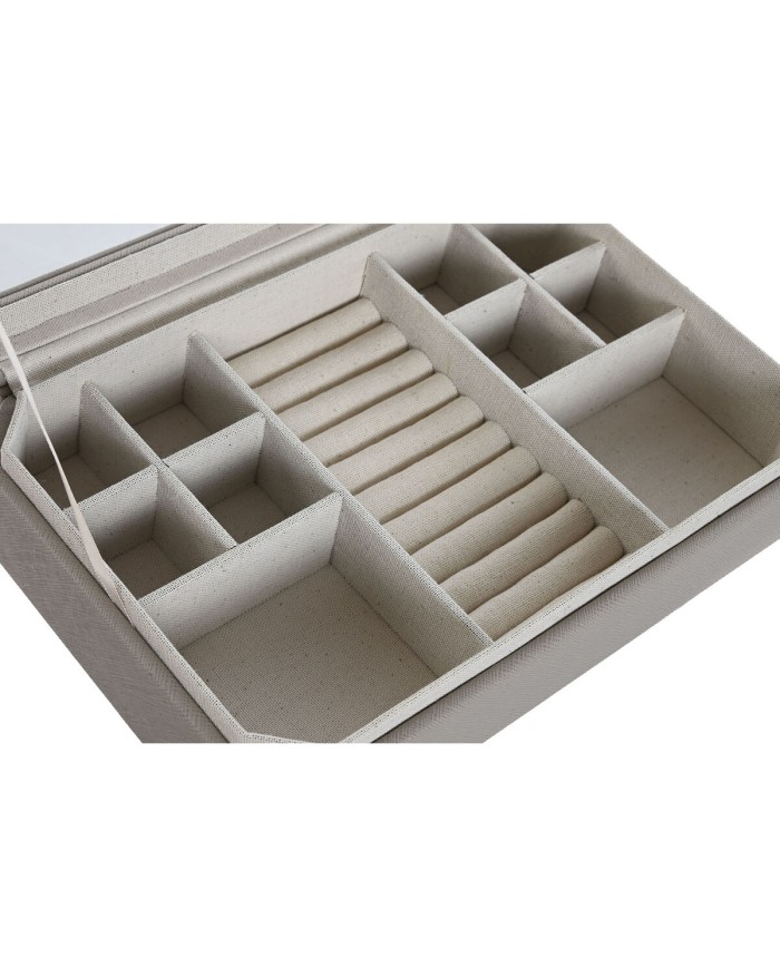 Scatola-Portagioie Home ESPRIT Beige Cristallo 30 x 21 x 6 cm
