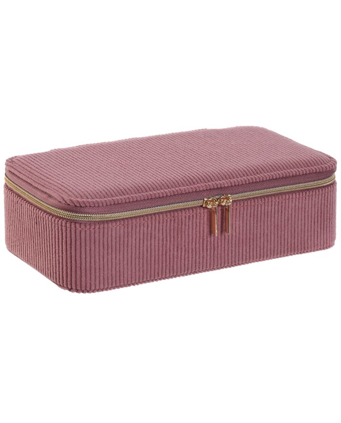 Scatola-Portagioie Home ESPRIT Crema Magenta 20,5 x 10 x 6 cm (2 Pezzi)