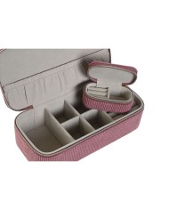 Scatola-Portagioie Home ESPRIT Crema Magenta 20,5 x 10 x 6 cm (2 Pezzi)
