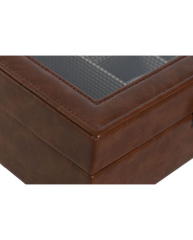 Scatola-Portagioie Home ESPRIT Marrone Cristallo 26 x 20 x 9 cm