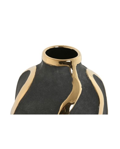 Vaso Home ESPRIT Grigio Dorato Gres Astratto Moderno 17 x 17 x 35 cm Vaso Home ESPRIT Grigio Dorato Gres Astratto Moderno 17 x 17 x 35 cm