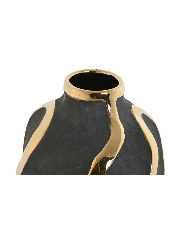Vaso Home ESPRIT Grigio Dorato Gres Astratto Moderno 17 x 17 x 35 cm Vaso Home ESPRIT Grigio Dorato Gres Astratto Moderno 17 x 17 x 35 cm