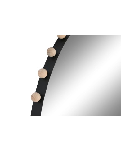 Specchio da parete Home ESPRIT Nero Naturale Moderno Palle 113 x 4,5 x 113 cm