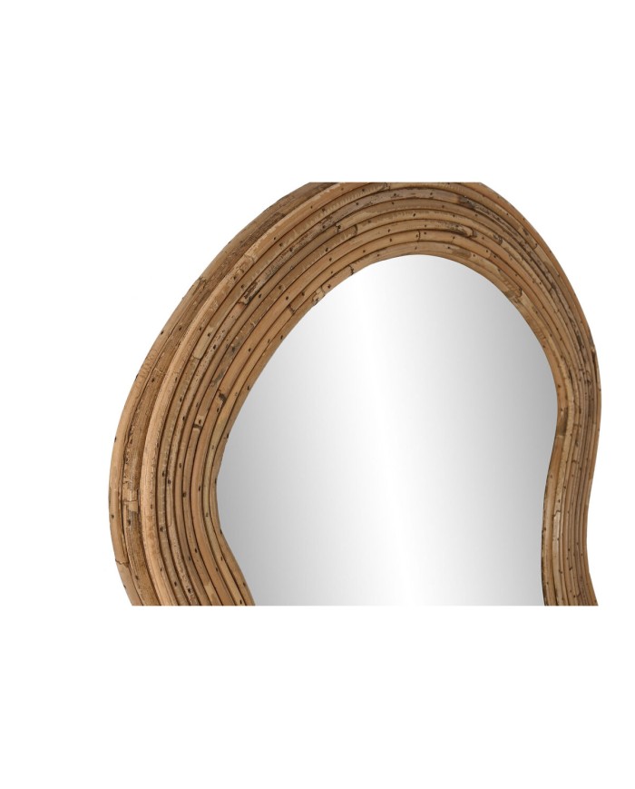 Specchio da parete Home ESPRIT Naturale Cristallo Rattan Città 62,5 x 3 x 150,5 cm