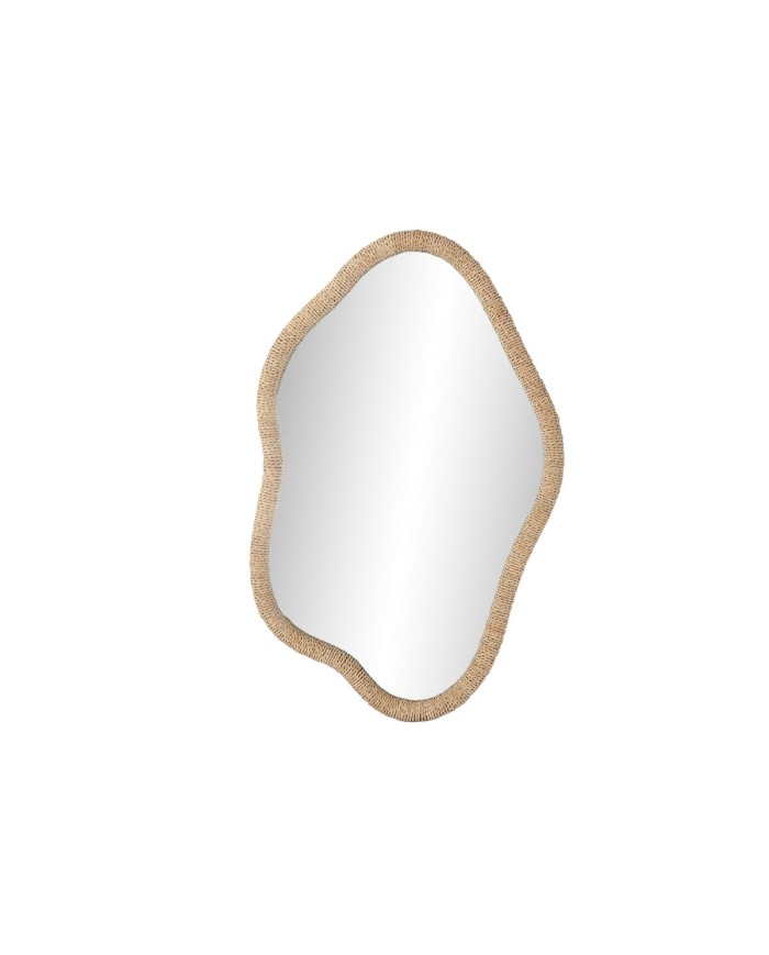 Specchio da parete Home ESPRIT Naturale Cristallo Rattan Scandi 63,5 x 4,5 x 101 cm